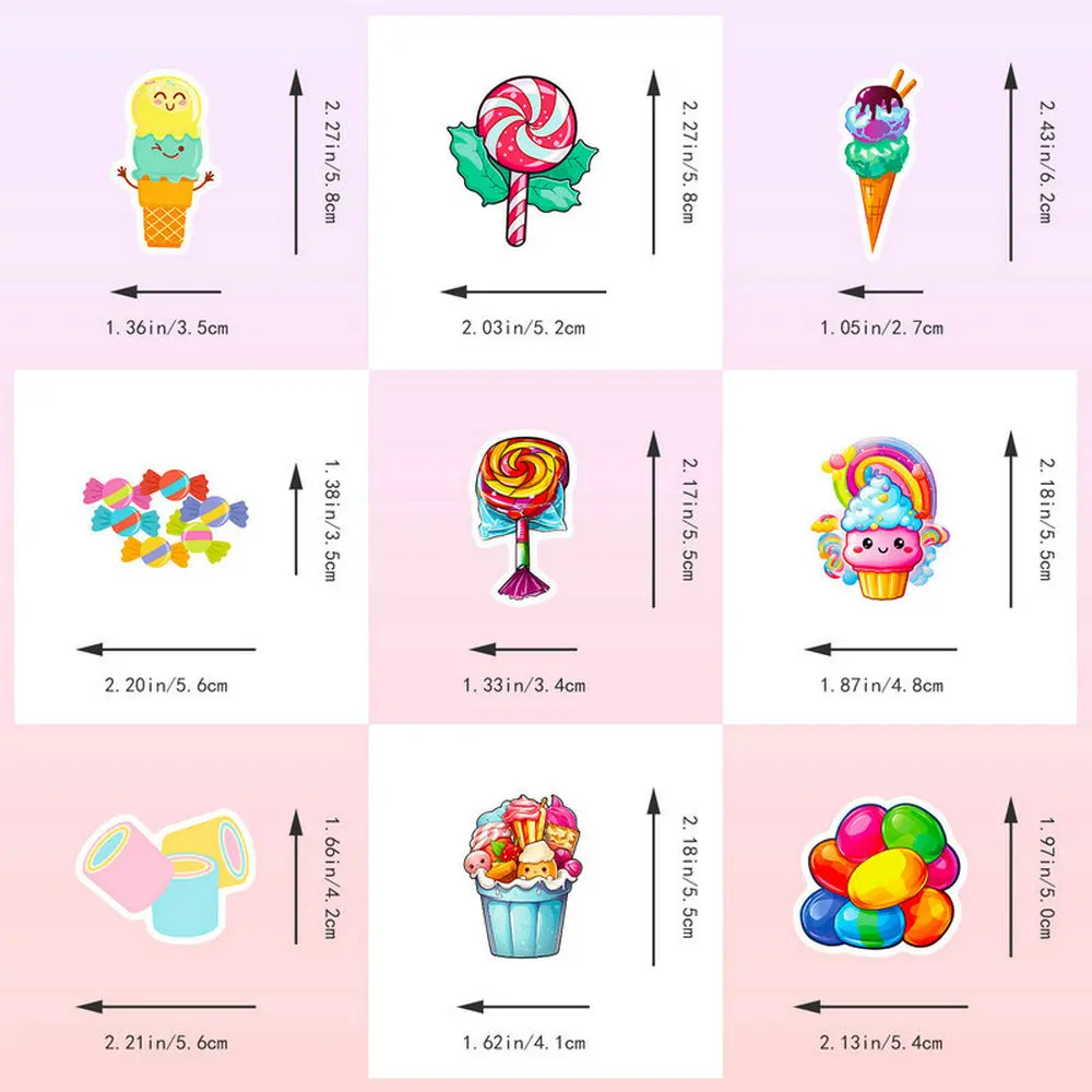 New 10pcs-50pcs-100pcs Rainbow Candy DIY Creative Cute cartoon sticker Self-adhesive label Kids Toy Stationery Luggage MK1624