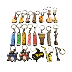 Fashion Creative New Musical Instrument Silicone Guitar Pvc Soft Keychain Cartoon Bag Pendant Gift Accessories souvenir