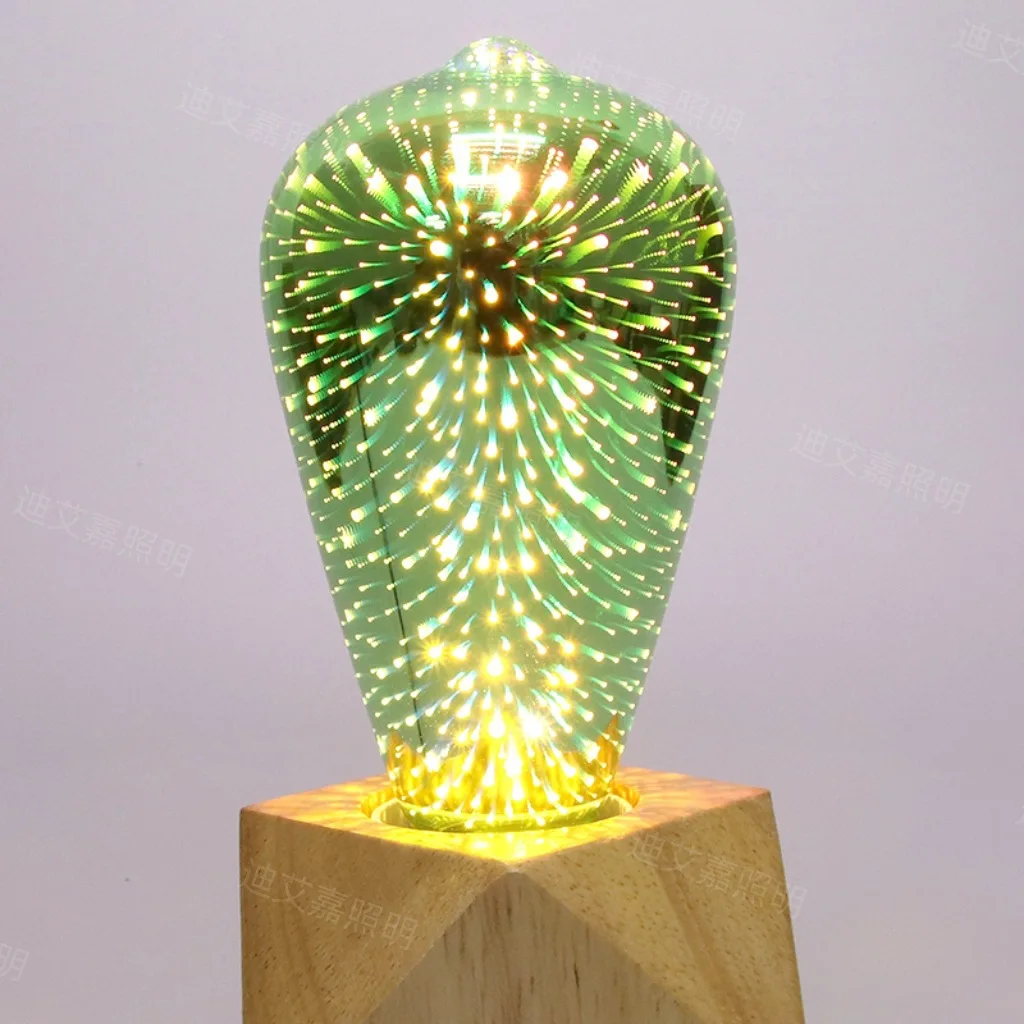 Edison LED Light Bulb 3D ST64 85-265V 4W-8W Colorful Decoration, Retro Lamp Vintage Yellow Red Green Christmas Night Light