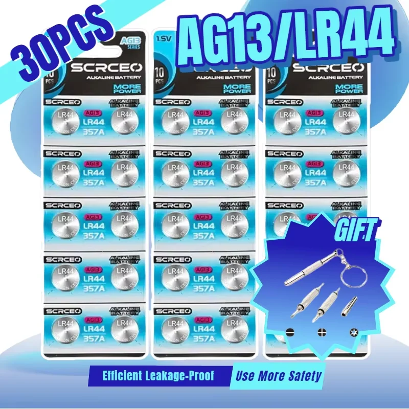 Batería Alcalina de Larga Duración de 1.5V LR44 AG13 SR44 A76 para Reloj, Calculadora, Juguetes, Básculas - Opción de Paquete Múltiple Disponible