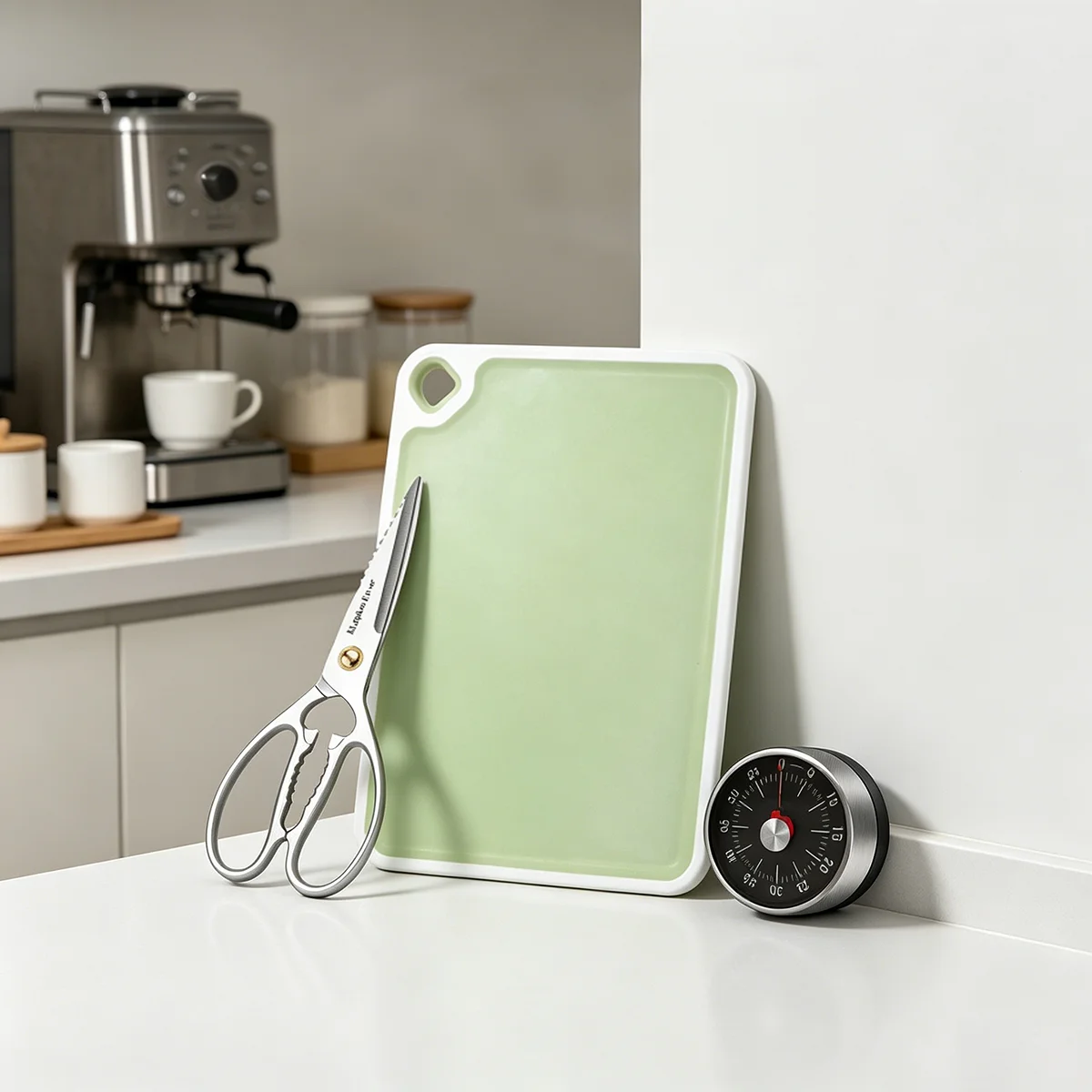 1/3PCS,Scissors-All Steel For Chicken Bone Fish Cutting,Kitchen Translucent Plastic Cutting Board,Magnetic Mechanical Timer
