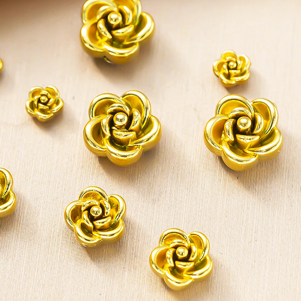 5/10pcs Stainless Steel 5/8/10mm Rose Flower Spacer Loose Beads For DIY Necklace Bracelet Jewelry Making Accessories Components