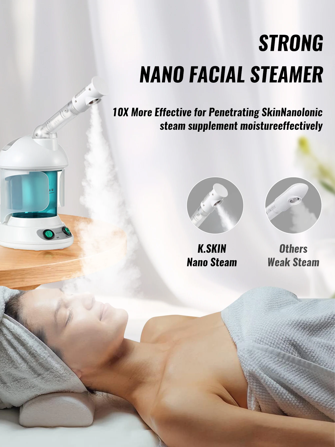 Professional Beauty Equipment Skin Care Nano Hydration Warm Misting Face Spray Rotated 360 Portable Classic Facial Steamer