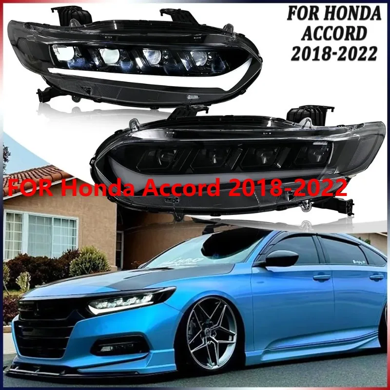 

1 пара светодиодных проекторов для Honda Accord 2018-2022, фары DRL в сборе
