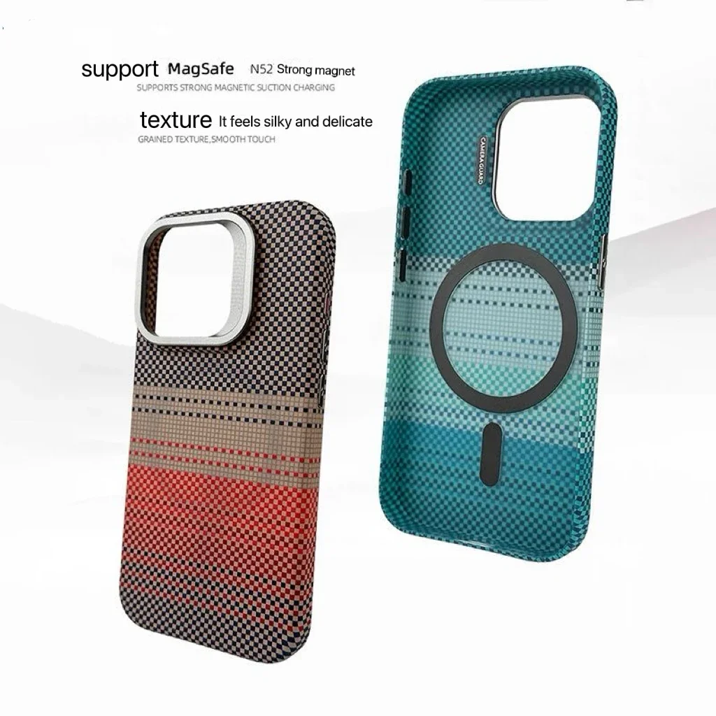 Ypm لـ Magsafe المغناطيسي اللاسلكي تهمة الإغاثة ألياف الكربون نمط الحال بالنسبة آيفون 13 14 15 16 برو ماكس حامل سبيكة لين غطاء