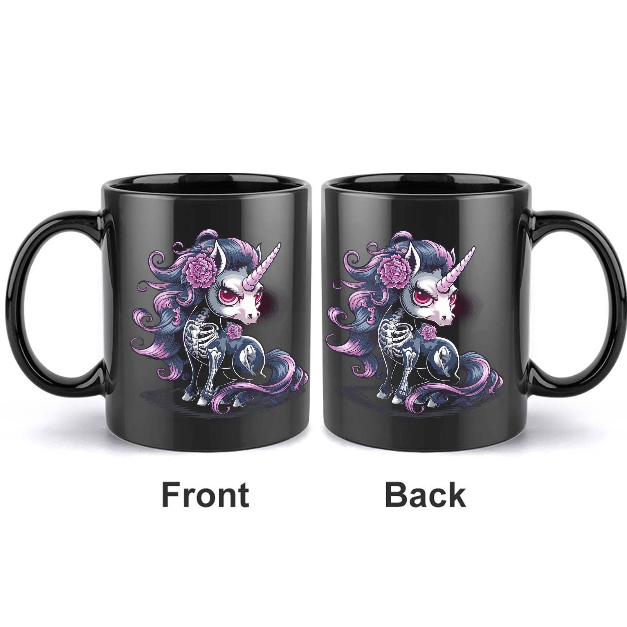 Ceramic Mug 11oz 360ml Skeleton Unicorn Pattern for Coffee Drinks Party Holiday Birthday Gift