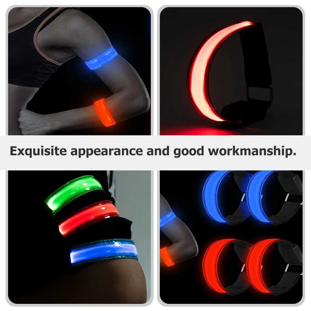 

2pcs Luminous Glowing Armband Night Running Gear Reflective Led Wristband Adjustable Safety Bracelet Outdoor Sports Arm Strap