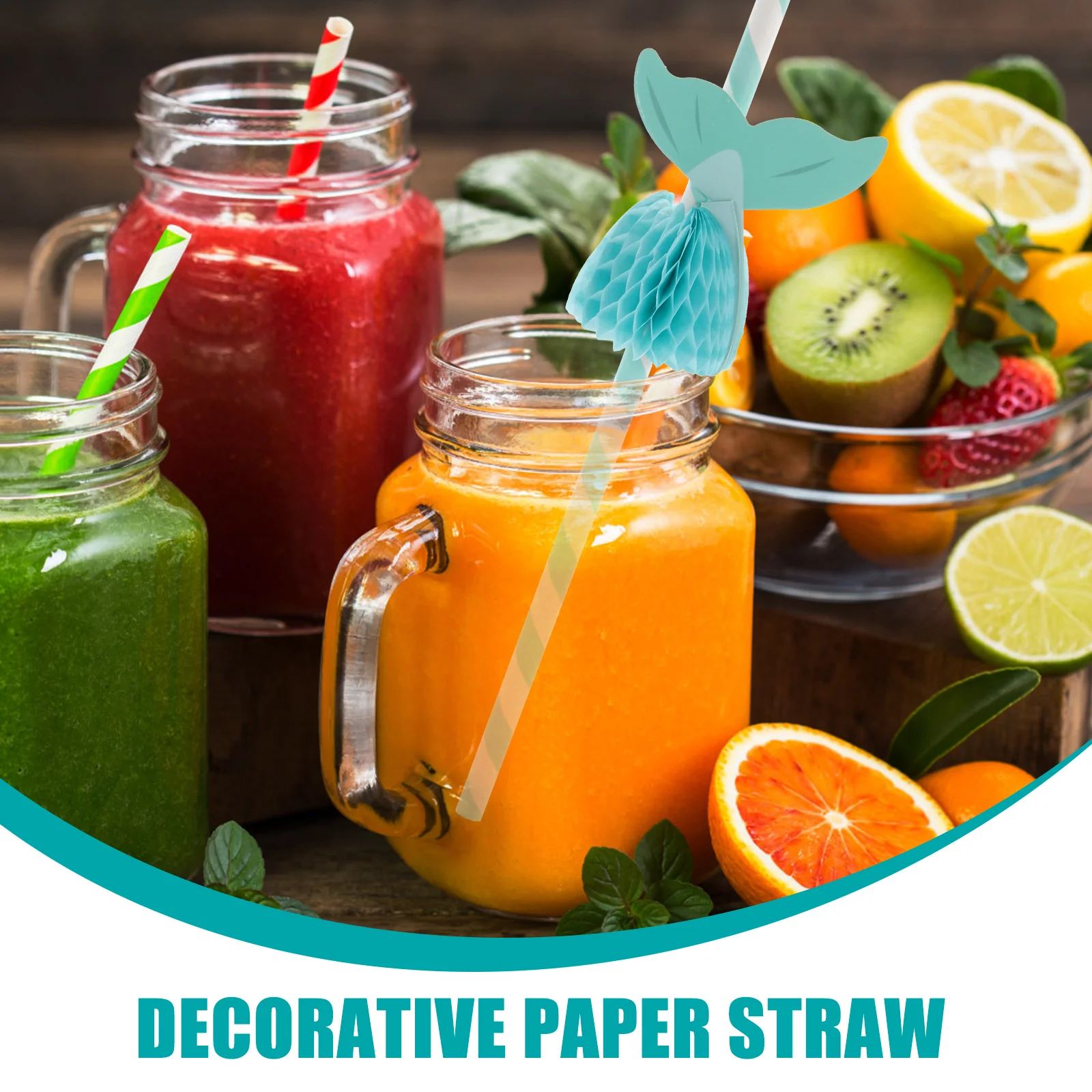 

50Pcs Hawaiian Themed Straws Paper Drinking Summer Beach Party Supplies Grad Party Straw Travel Straw