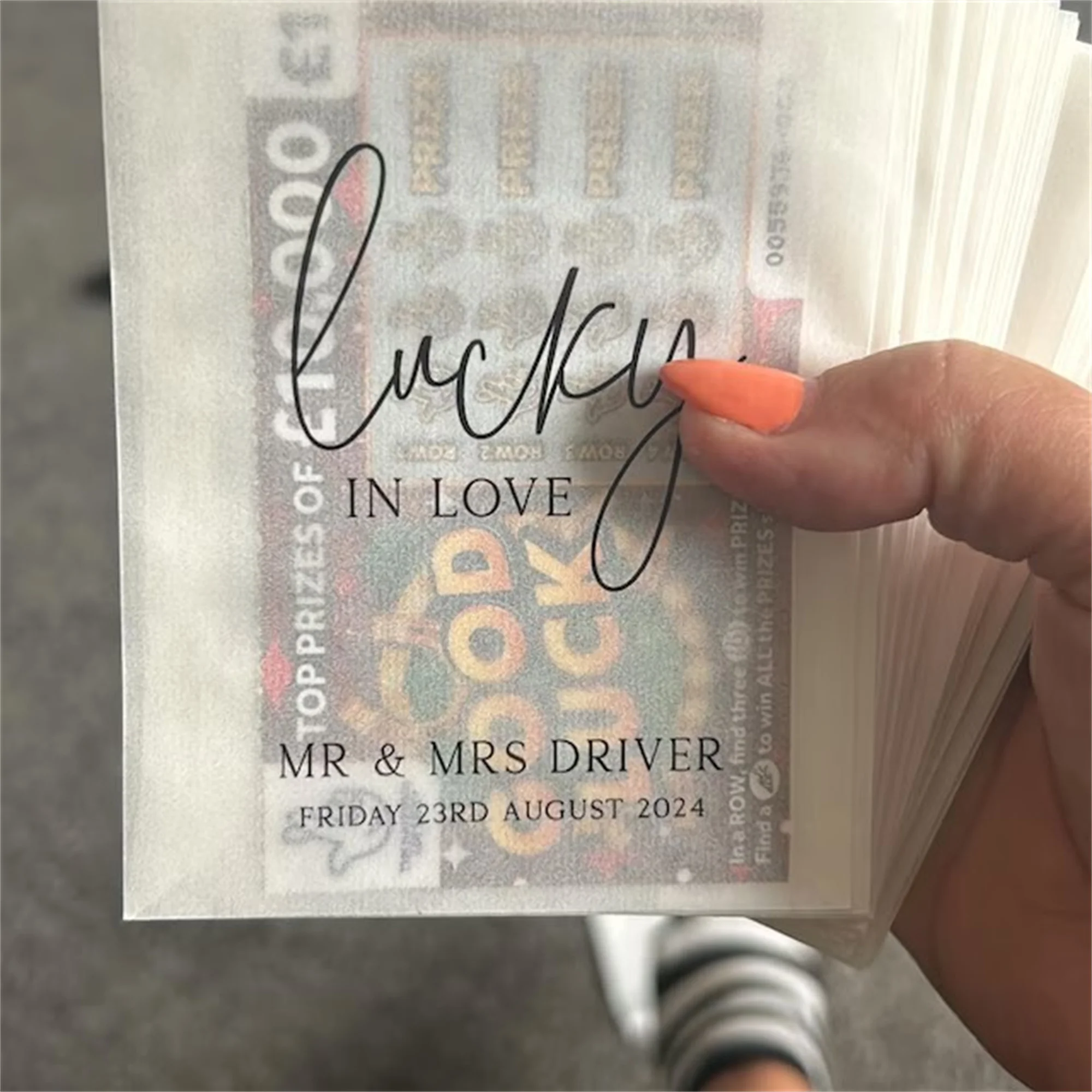Scratch Card Holder Wedding Favour Packets Lucky in Love - 100% Biodegradable Glassine Personalised Wedding Favours Bags