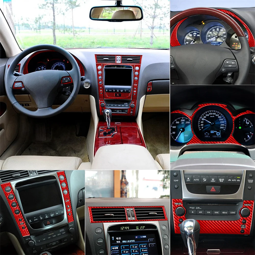 32Pcs Soft Carbon Fiber Interior Full Set Decorative Trim Kits Fit for Lexus GS 2006-2011 Car Parts Accessories