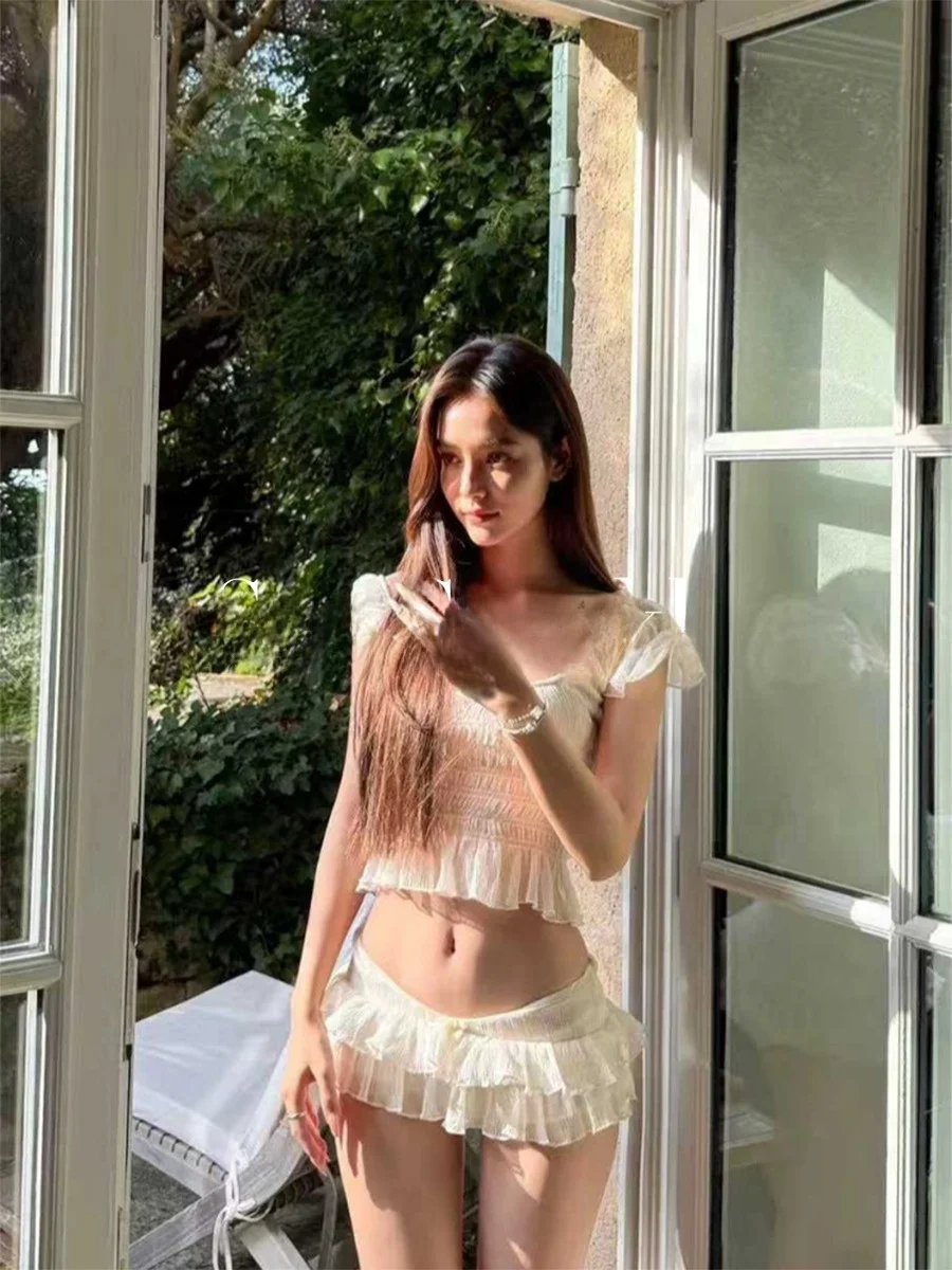 

Lily Padins Retro ter Ne Bikini Two Piece Set Vaion Sexy Pure Desire Lazy out Film Beach Play Hot Spring Use Nylon Sp...