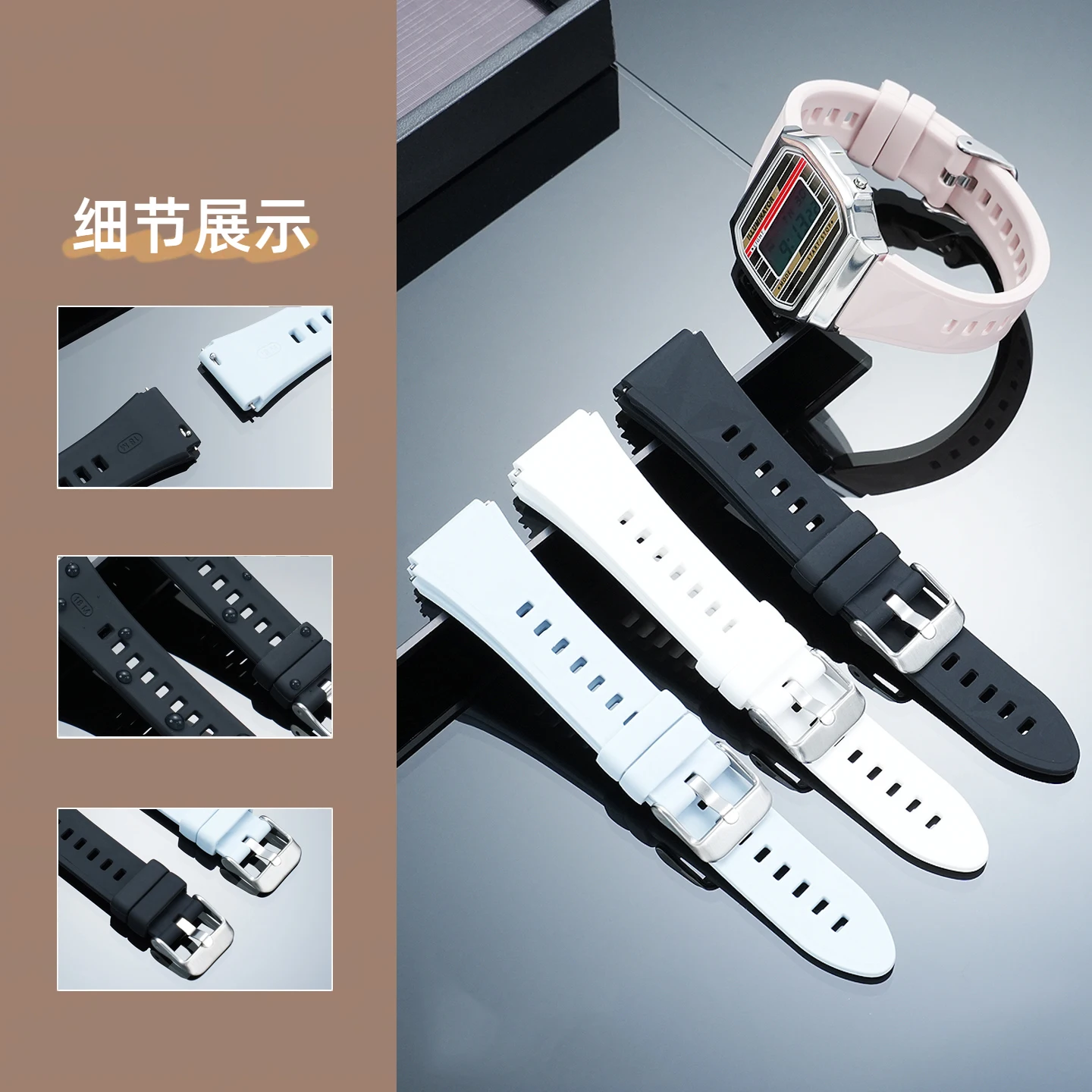 18mm convex silicone watchband for Casio A158W/A168/A159/A168 F-91/F-108 AE-1200/1300 WS-1600H series soft quick release strap