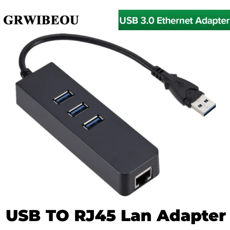 GRWIBEOU USB 3.0 TO USB Rj45 Lan Ethernet Adapter Network Card to RJ45 Lan Ethernet Adapter for Windows 10 Macbook Xiaomi Mi PC