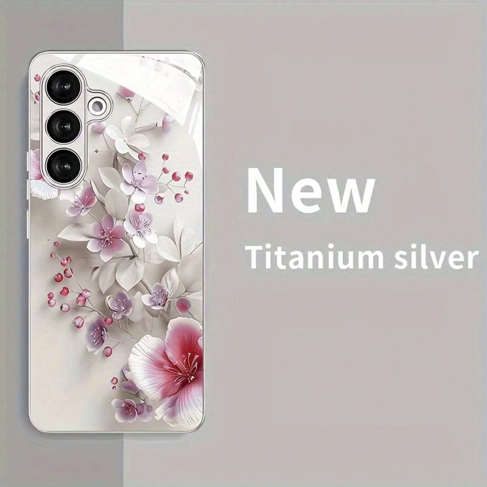 Pink white peach blossoms Phone case s26 ultra Glass phone case for Samsung Galaxy S26/S25/S24/S23/S22 FE Ultra Plus Shockproof
