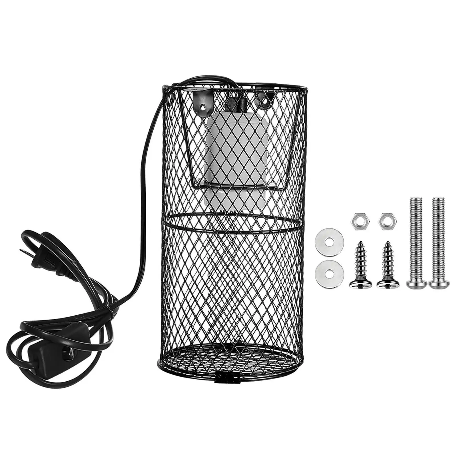 Reptile Heat Lamp Guard Anti Scald Heating Lamp Holder Mesh Cage Protection for Reptile Snake Chick Bulb Not Included