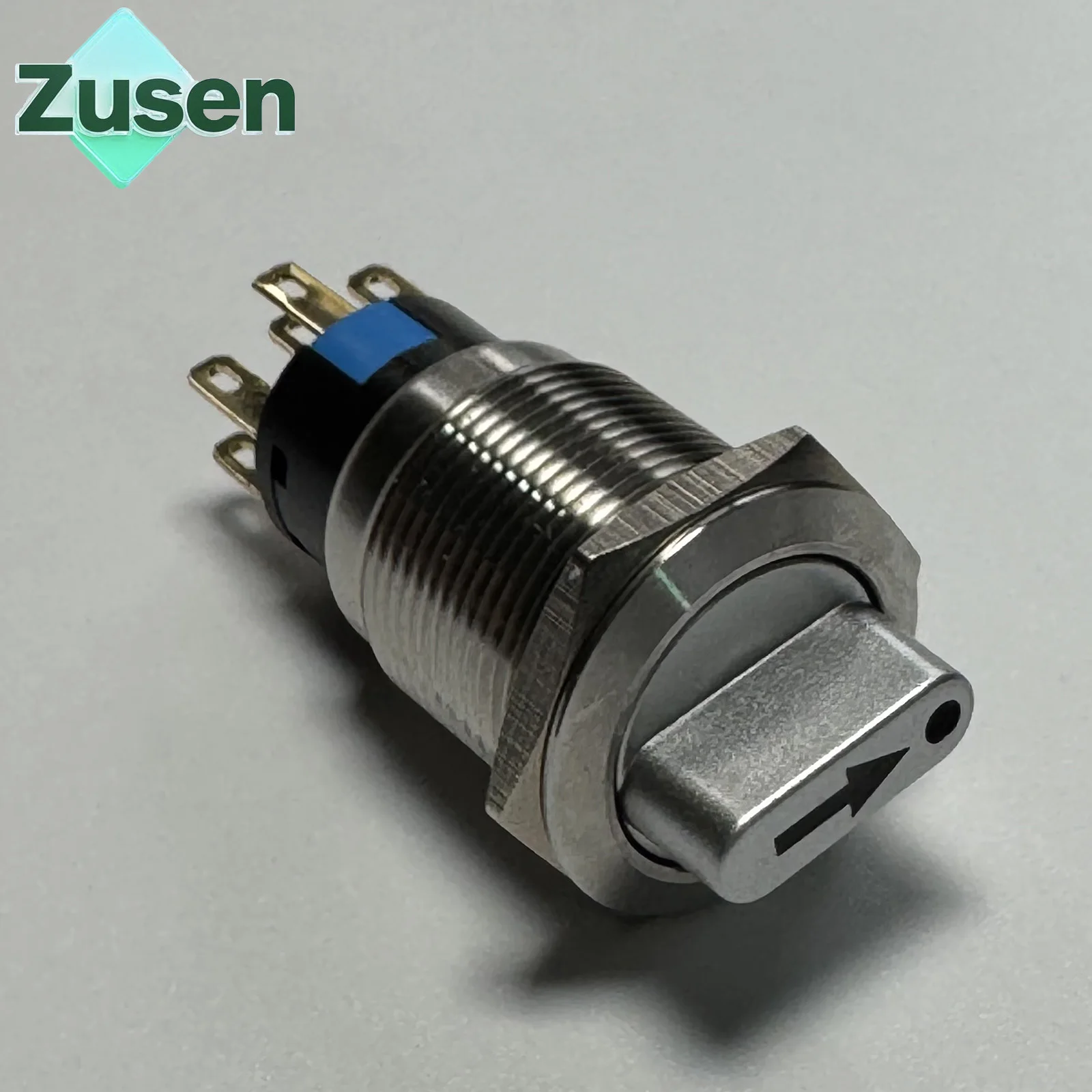 Zusen 19mm Illuminated Arrow Symbol 2NO2NC Metal Selector Knob Switch 2/3Positions Fixed IP65 3V 6V 12V 24V 110V 220V