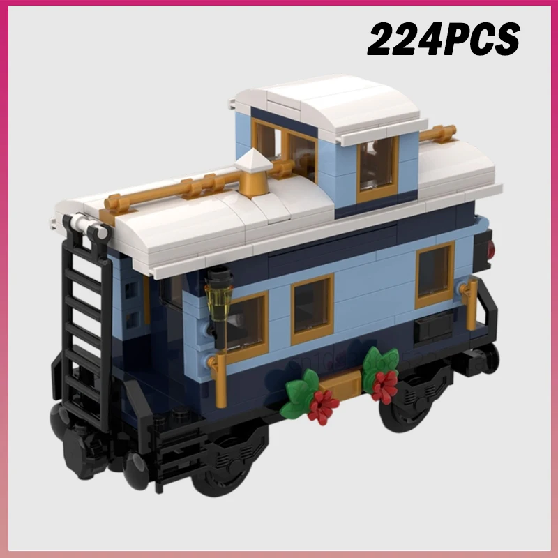 

224PCS MOC-241582 Holiday Express Caboose Train Track Carriage Model Building Blocks Bricks Creative Toy Kids Birthday Gift