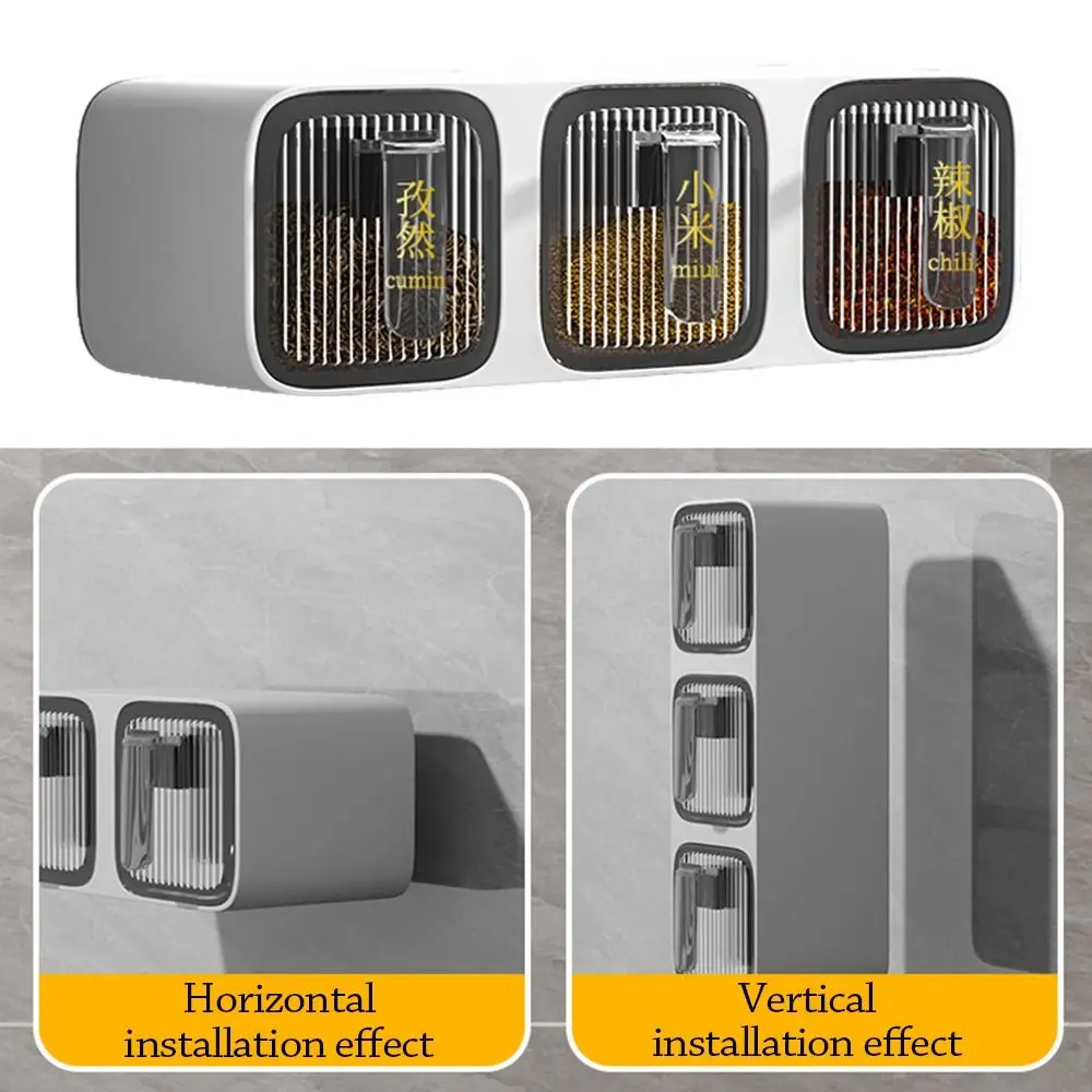 Wall Mount Spice Boxes White Grey 2/3 Grids Kitchen Storage…