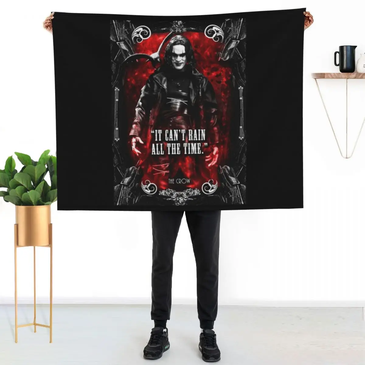 The crow it can't rain all the time Throw Blanket couch cozy soft plush fuzzy picnic outdoor blanket
