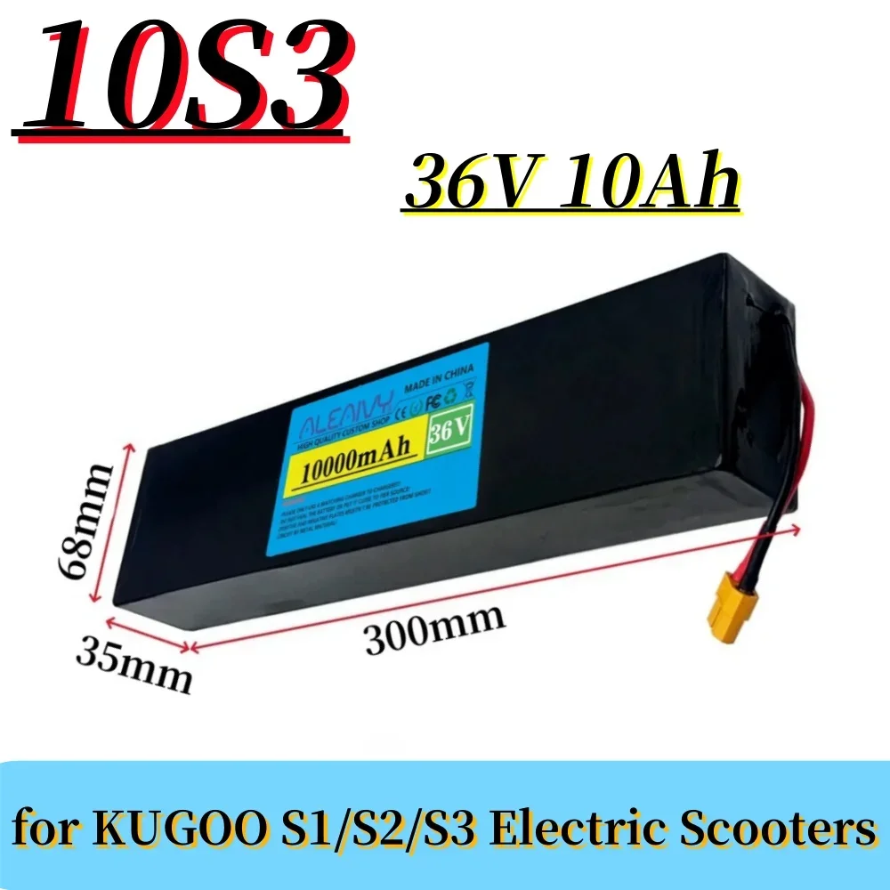 Rechargeable 10S3P 36V 10000mAh 18650 Lithium-Ion Battery | 500W BMS | For KUGOO S1, S2, S3 Scooters