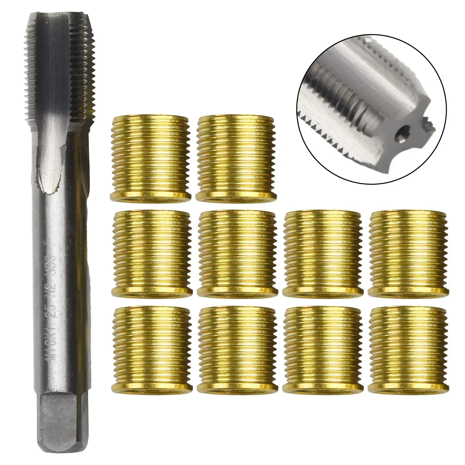 11 PCS Thread Repair Tools Gasoline Engine Metal M14x1.25 Inserts And M16x1.25 Tap Kit Saver Inserts Kit