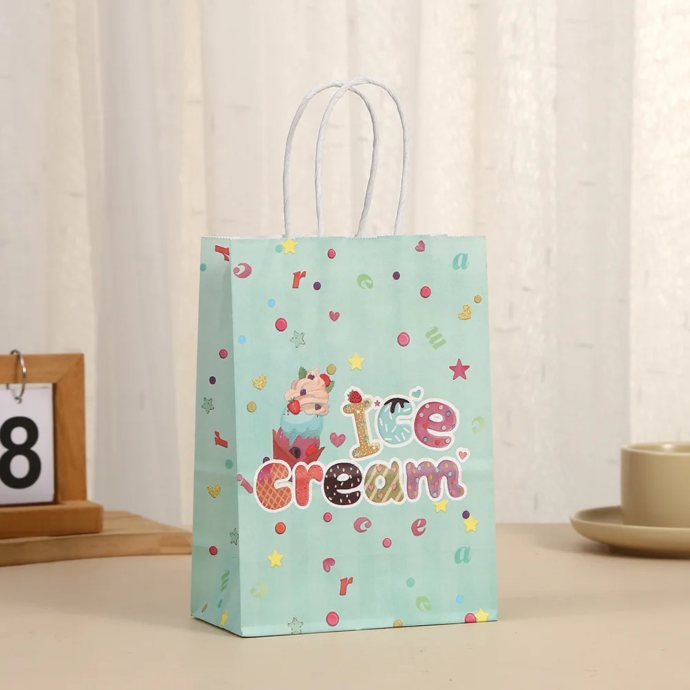 LBSISI Life-Cute Ice Cream Gift Tote Bags, Eco-Friendly Paper, Kids Birthday Party Supplies, Candy Package, 10 Pcs, 24Pcs