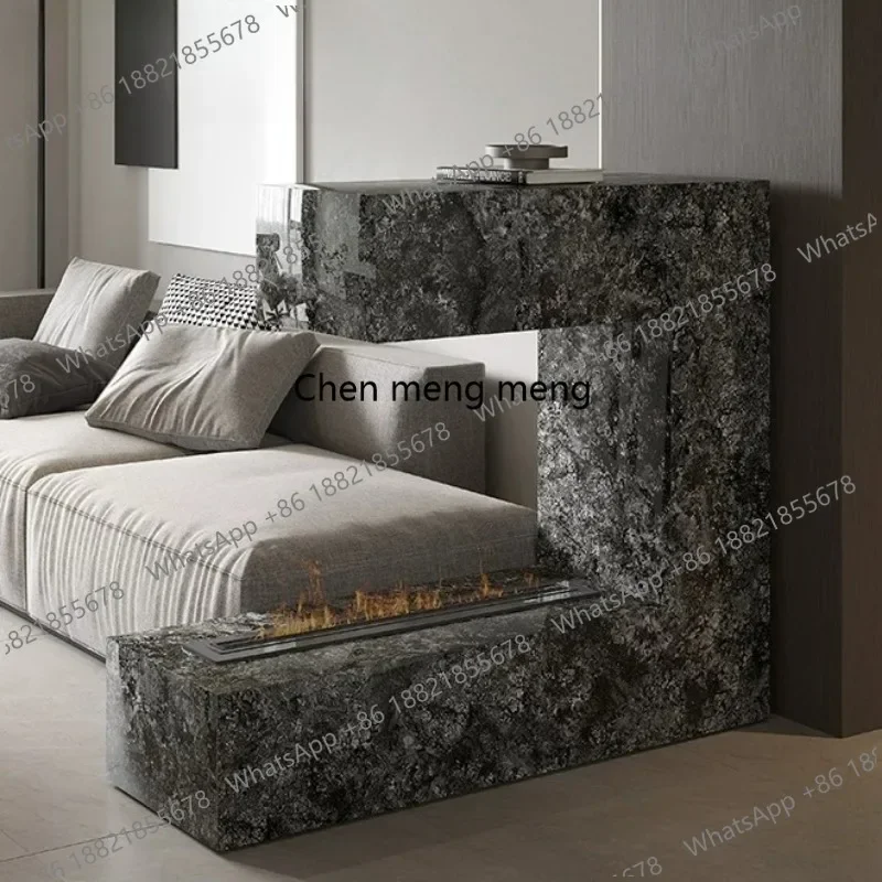 D80 Light luxury rock slab entrance fireplace cabinet entry door partition cabinet living room home embedded bar