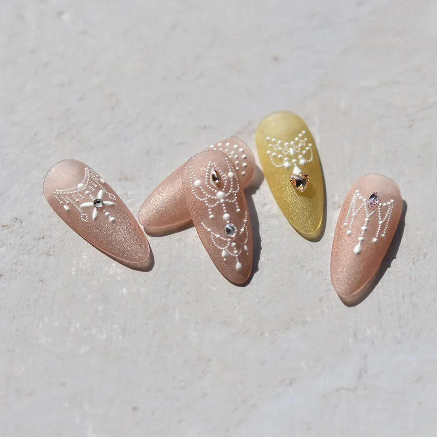 Tassel Headwear Dot Butterfly Line White Black Gold Silver 5D Relief Self Adhesive Nail Art Decoration Sticker 3D Manicure Decal