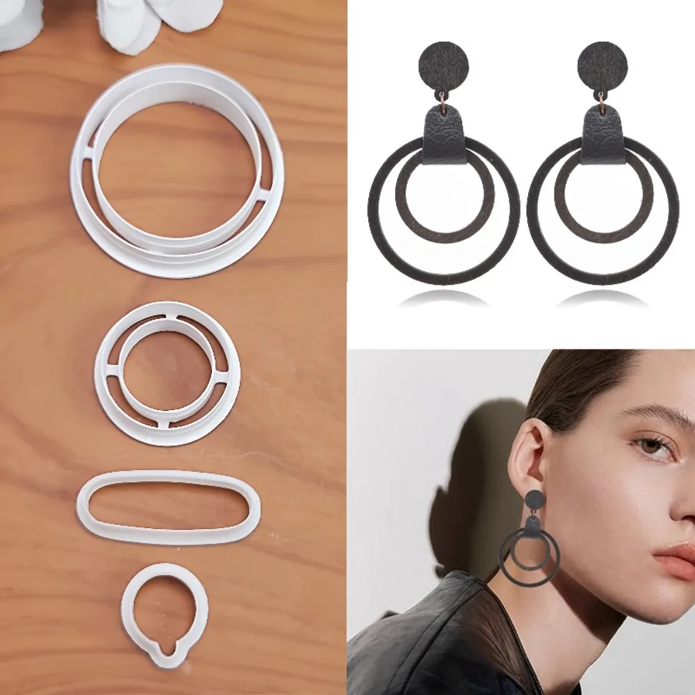 4Pcs Geometric Circle Hollow Ring Polymer Clay Cutters Set  Precision Ring & Shape Molds for DIY Earrings Jewelry Making Tool