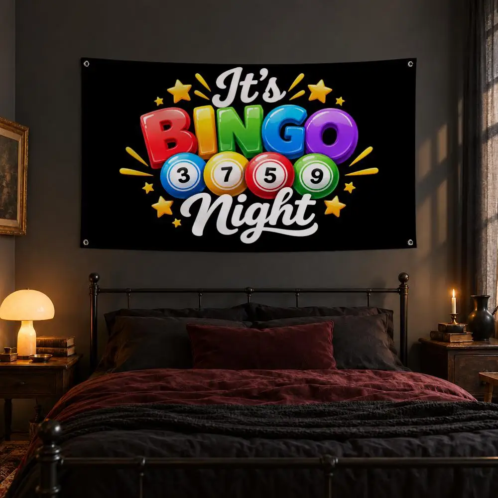 Event Bingo Night Flags Fabric Pennant Banner, Apt Wall Decor, Living Corner, Bedroom, Studio, E-sports Room