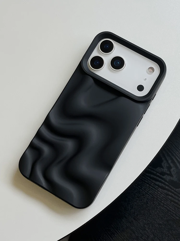 Stilvolle 3D-Wellen-Handyhülle mit glänzendem, pinkfarbenem Rückenteil für iPhone Air 11 12 13 14 15 17 18 Pro Max – Detail 32
