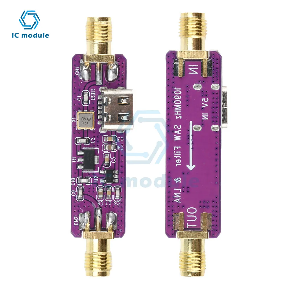 

1090MHz ADS-B Active SAW Filter and LNA Low Noise Amplifier Module DC 5V Type C Interface TA1090EC+TQP3M900