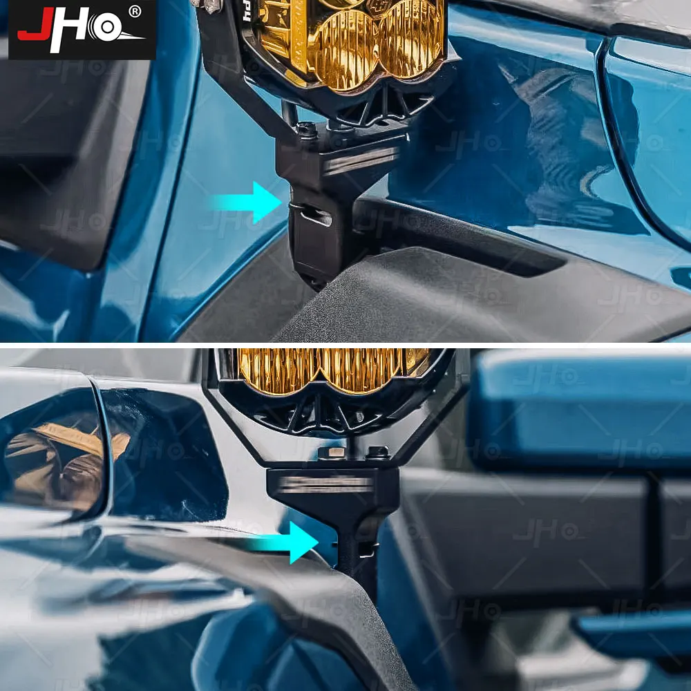 JHO Fender Mount Lights Bracket Aluminium Stainless Baja Lights Base Mount Kit Only Fit For Gen3 Ford F150 Raptor 2022 2023 Part