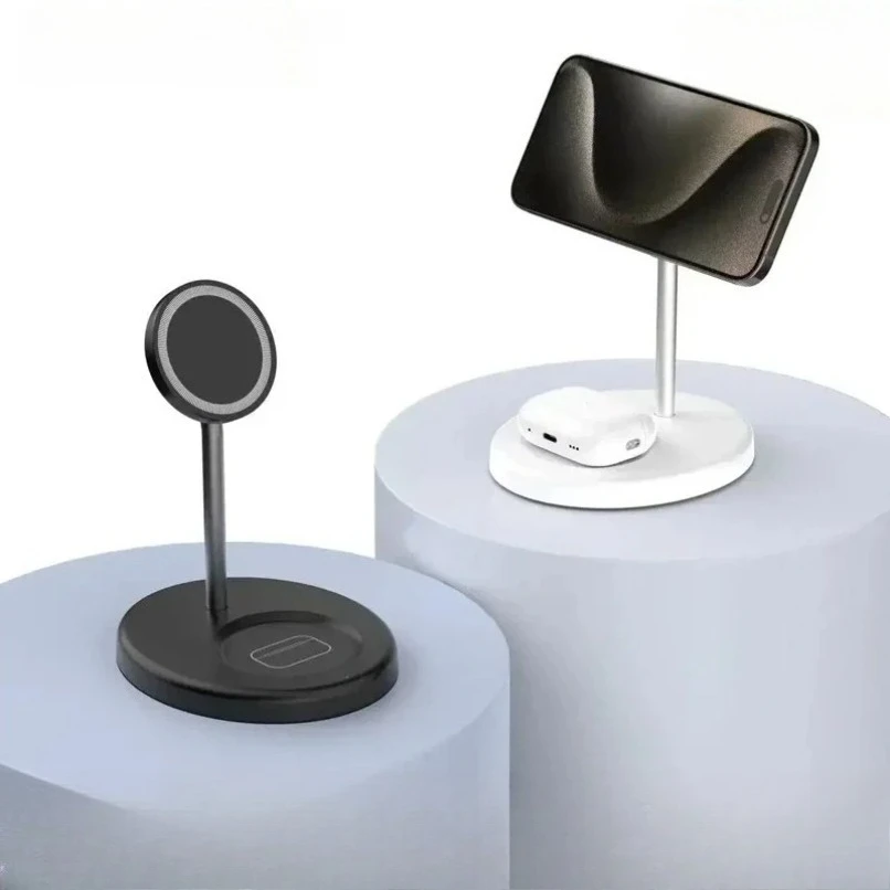 2 in 1 Magnetic Wireless Charger Stand For iPhone 17 16 15 14 13 12 Pro Max AirPod Pro Phone Fast Charging Station Desktop Stand