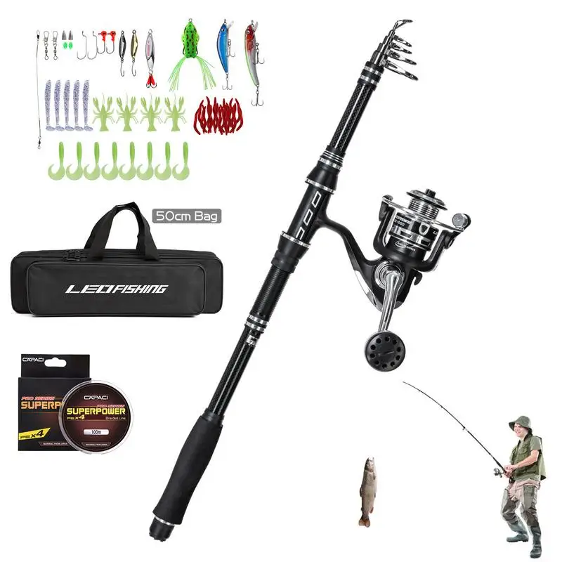 Fishing Rod And Reel Combo Portable Rod And Reel Combo Set With EVA Handle Multifunctional Portable Fishing Accessories And