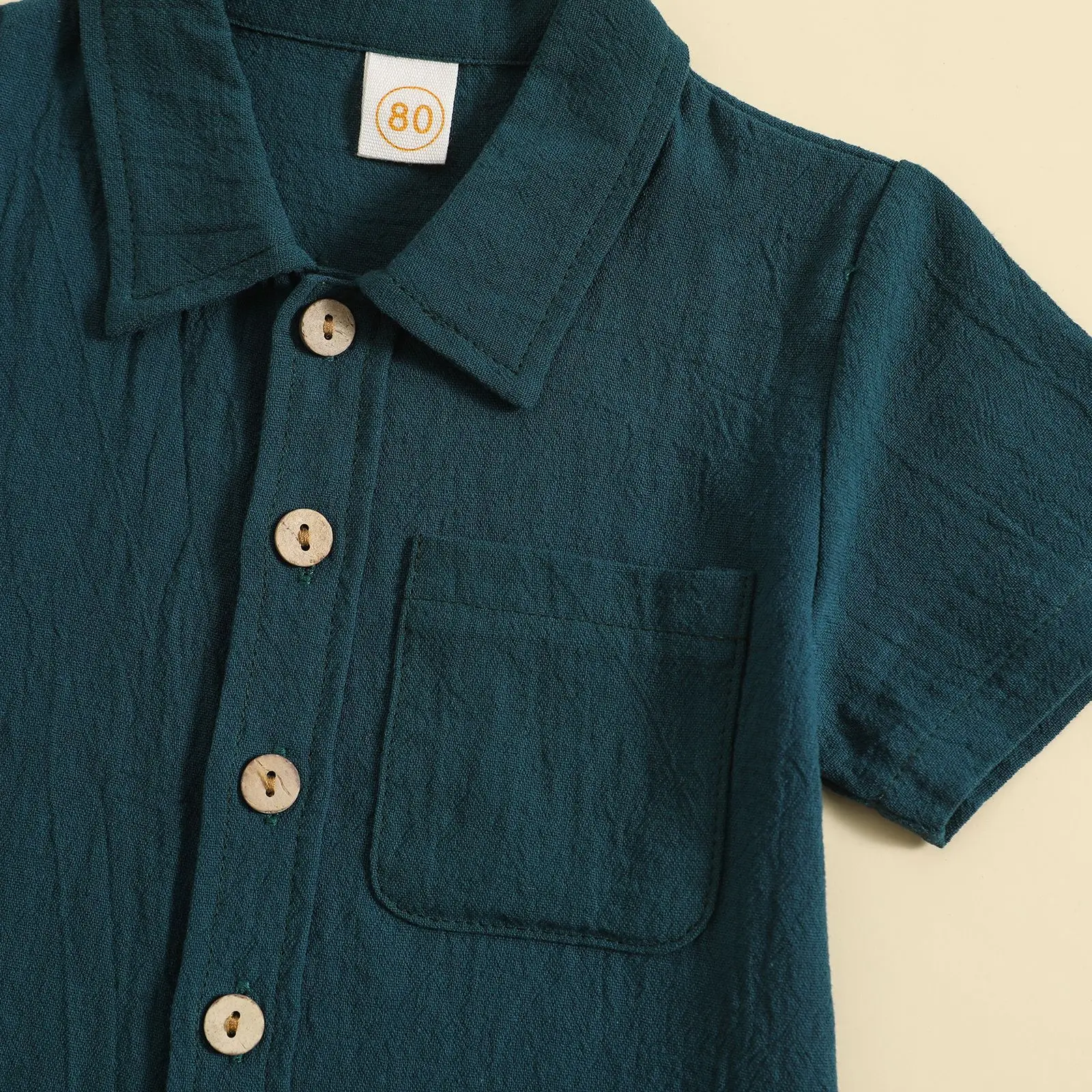 Polo à Manches Courtes en Coton et Lin pour Garçon, Style Décontracté, Couleur Unie, Été, Costume 2 Pièces