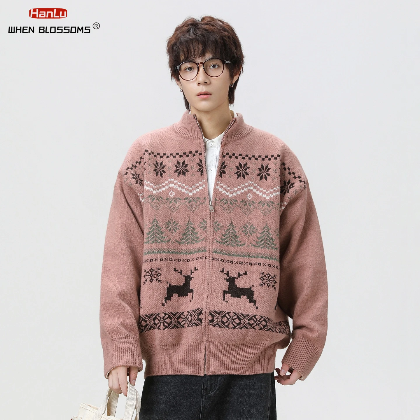 الرجال معرض جزيرة سترة خمر الشمال متماسكة سترة محكم الجاكار نمط معطف الصوف الناعم دافئ الخريف الشتاء ملابس خارجية #1