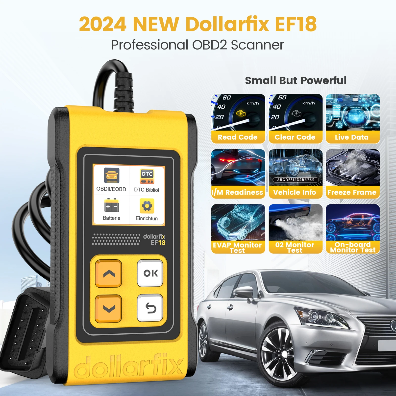 DollarFix EF18 OBD2 Scanner DTC Lookup Car Scan Tools Car Code Reader Auto Scanner Check Engine PK ELM327 Lifetime Free