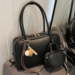 Retro Large Capacity Bag With Pouch Female 2024 New Autumn Work Commuter Handbag Pillow Bag Women's Shoulder Messenger Bag