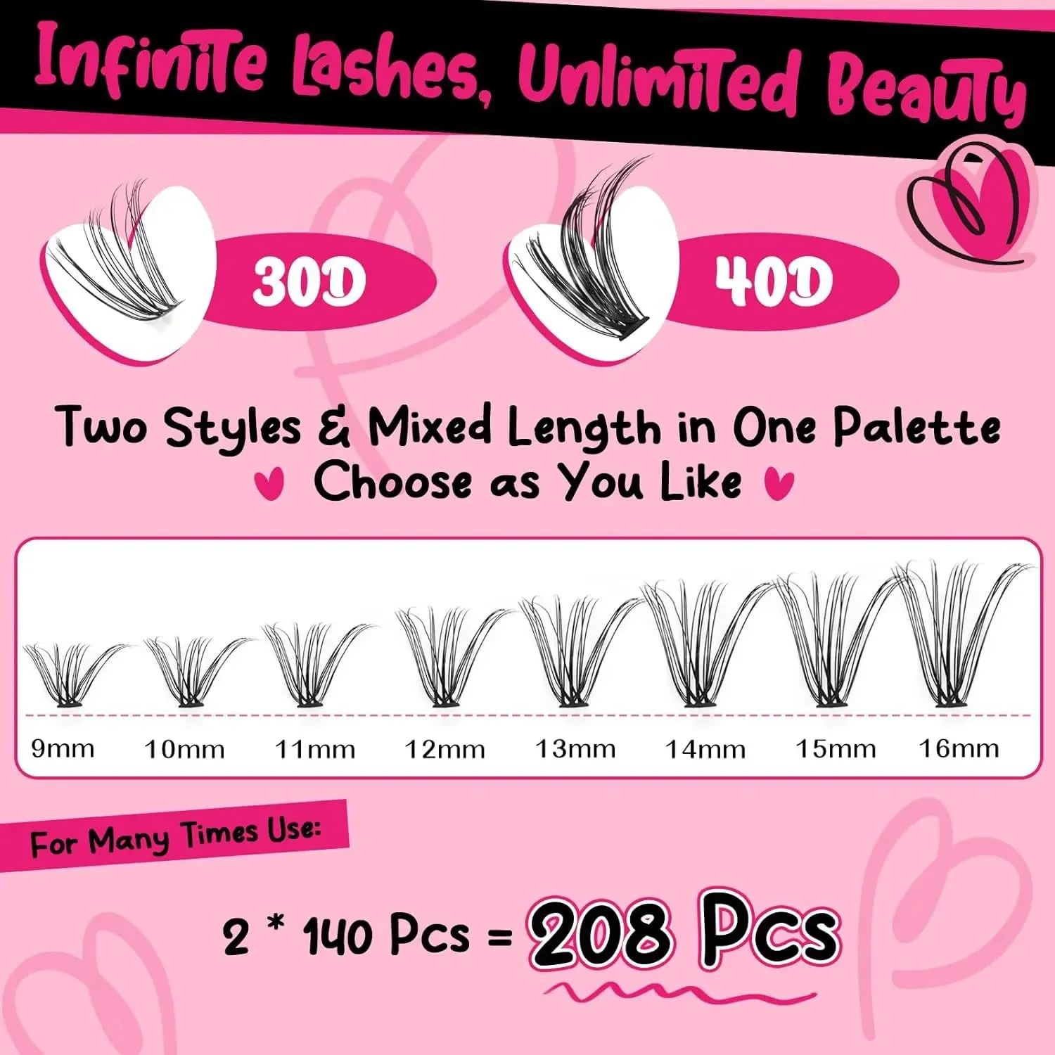 Lash Clusters Wispy 30D40D-Curly False Eyelash Natural DIY Segmented False Eyelash Set Beauty Makeup Tools