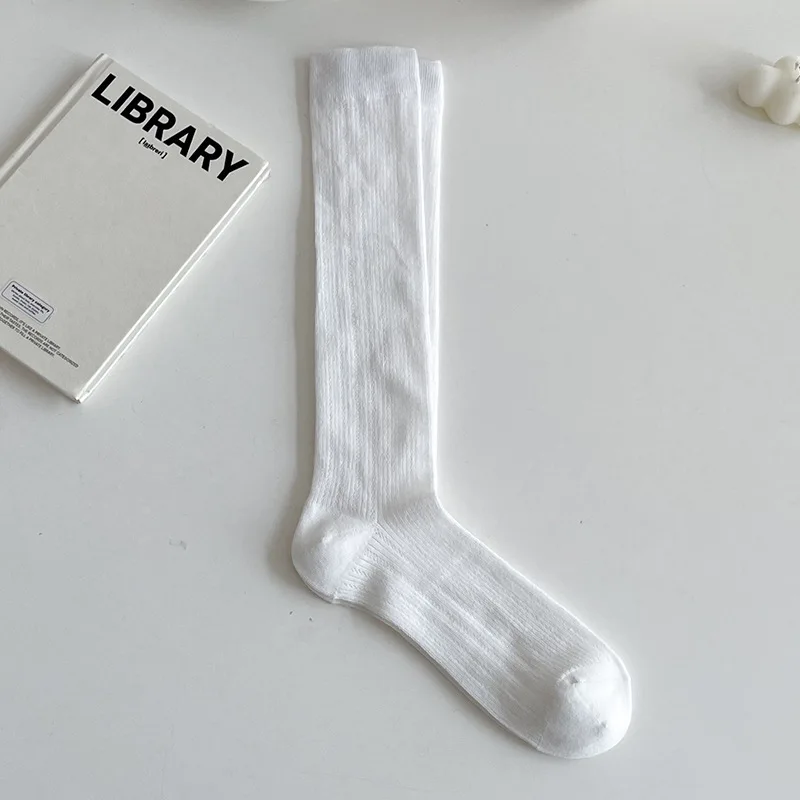 Balletcore Calf Socks Women's Mid-calf Socks White Black Scrunched Socks Summer Thin Mesh Stockings