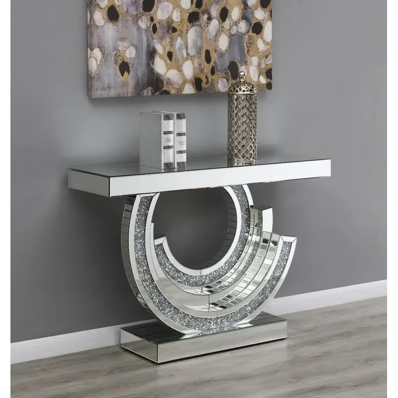 

Home Decors Living Room Furniture Modern Style Sparkly Crushed Diamond Mirrored Console Tables For Hallway Entryway