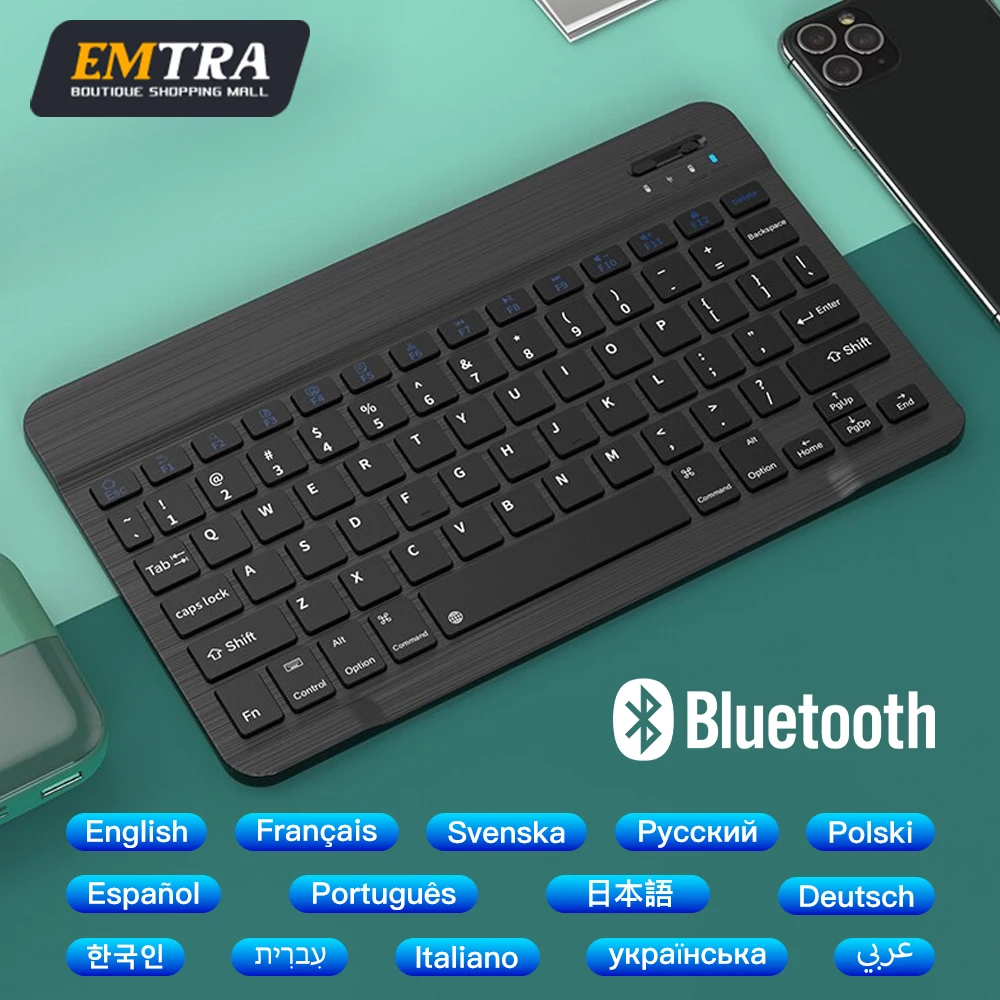 Bluetooth Wireless Keyboard For IOS Android Windows Tablet For iPad Air Mini Pro Spanish Korean Portugal Russian Polish Keyboard