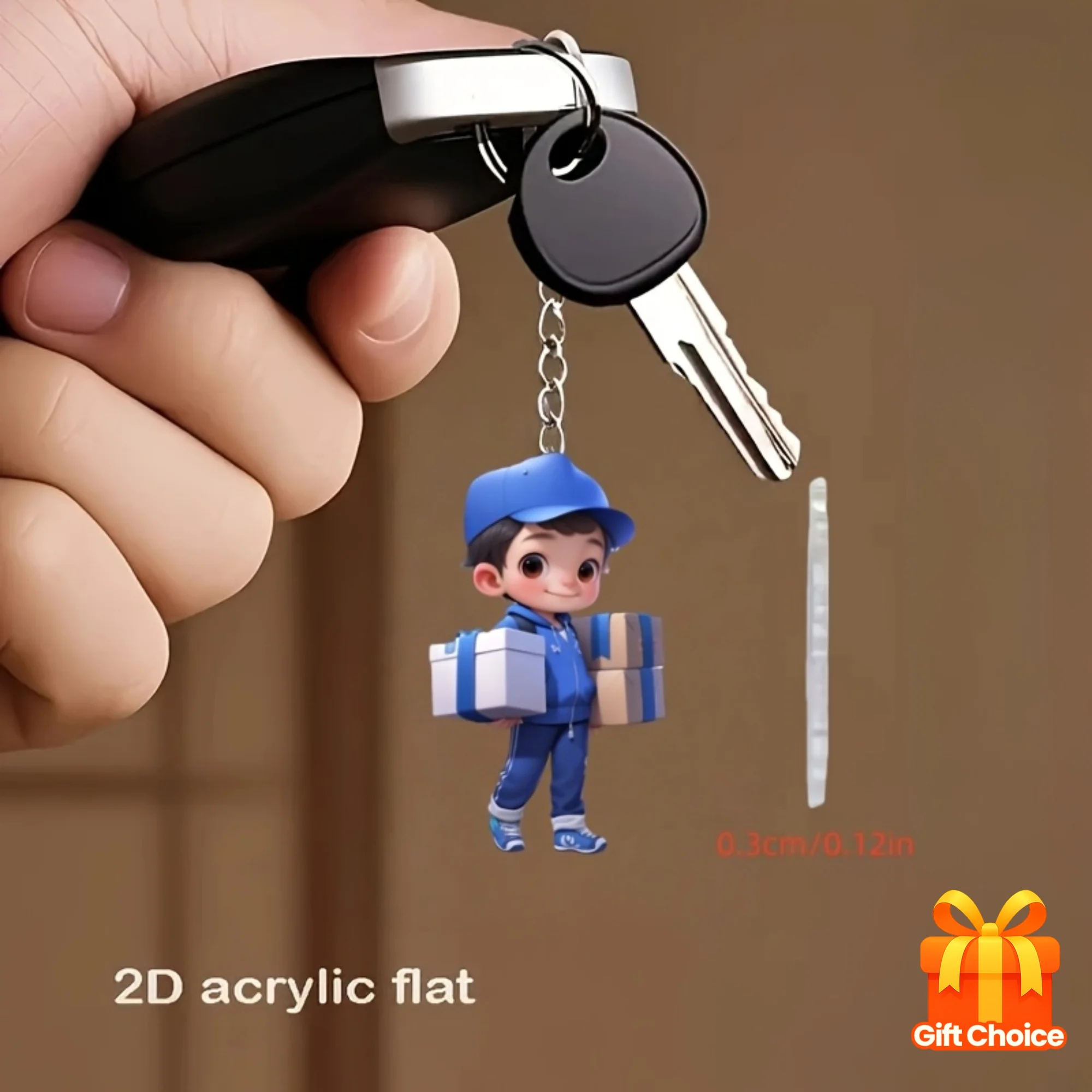 2D Courier Keychain Creative Acrylic Pendant Ideal for Delivery Personnel Office Gifts Birthday Thank You Presents Fun Accessory