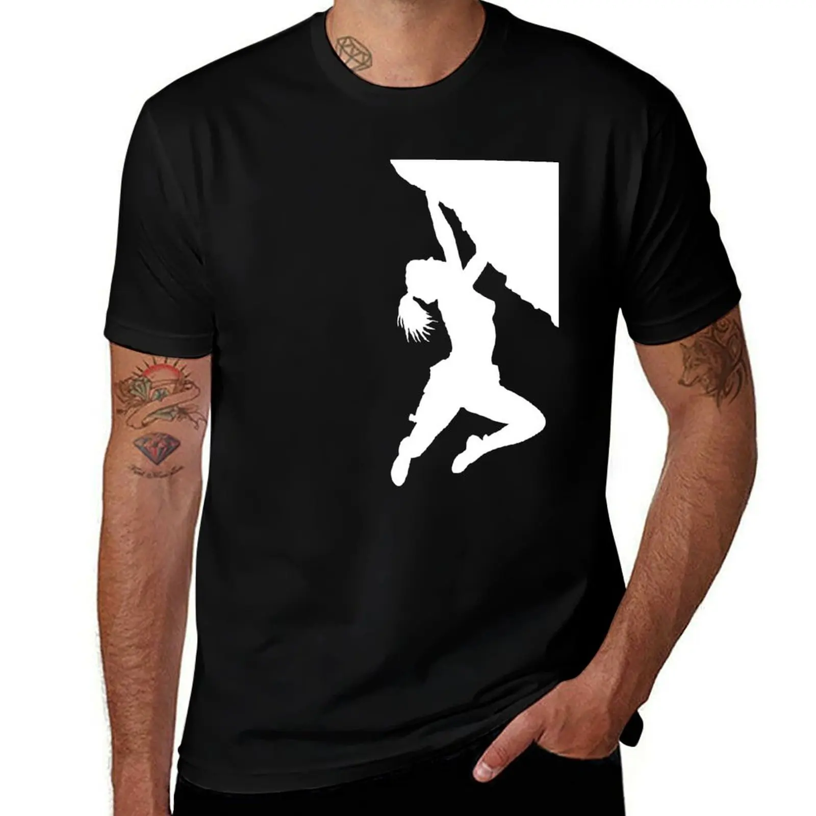 girl bouldering T-Shirt man t shirt cotton high quality T-Shirt