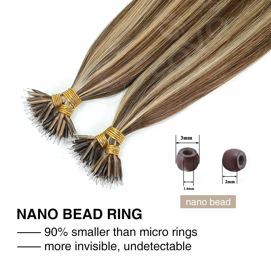 Wholesale Pre-bonded Nano Rings Hair Extension Human Hair European Remy Hair Nano Tips/Nano Link Hair Extensions 1g/s 50s