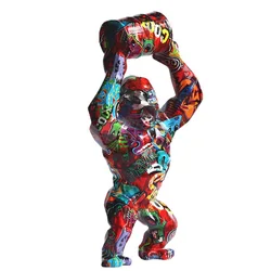 Colored King Kong bucket-lifting gorilla sculpture ornament