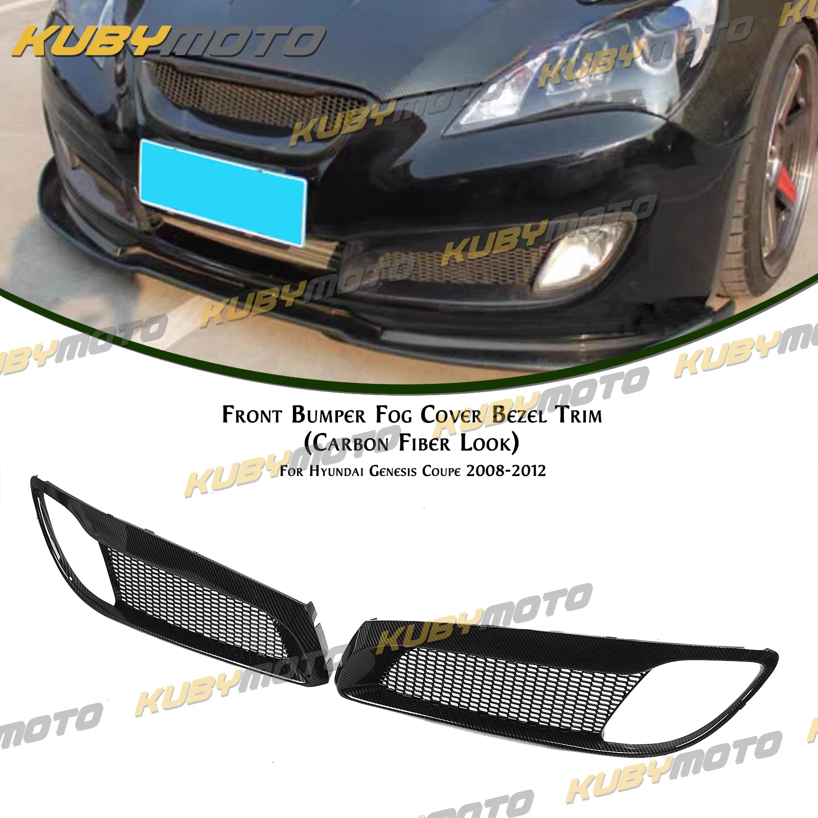 For Hyundai Genesis Coupe 2008-2012 Glossy/Matte black/Carbon Fiber Painted Front Bumper Side Air Vent Intake Fog Light Cover
