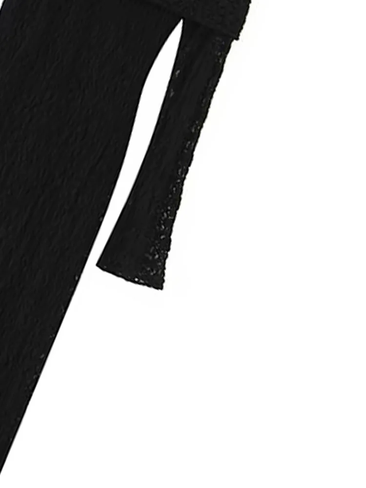 Hh feminino 2025 nova moda elegante preto sexy renda tubo superior vestido de manga longa temperamento feminino longo magro festa sem mangas vestido