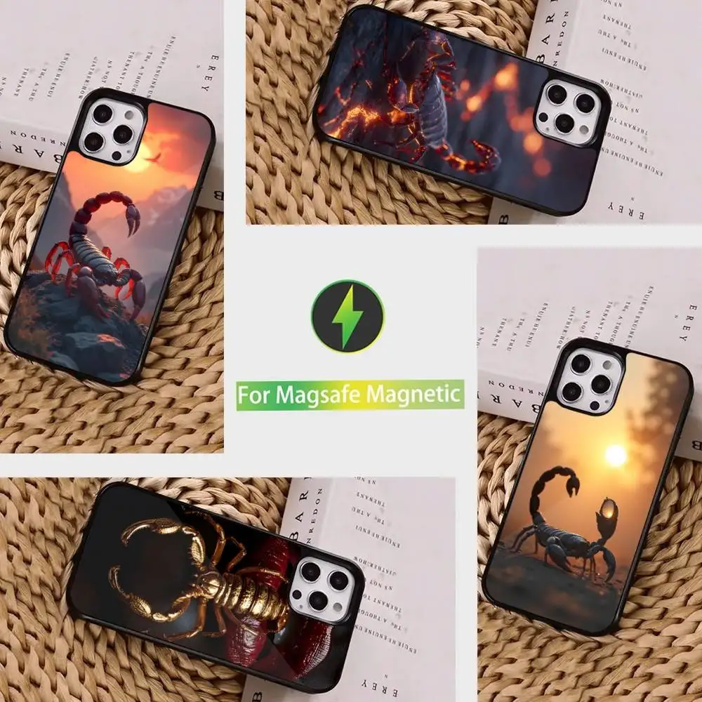 

Cool Art Animal Scorpion Phone Case For iPhone 16,15,14,17,13,12,11,Pro,Max,Plus,Mini, Magsafe,Magnetic Wireless Charging Case